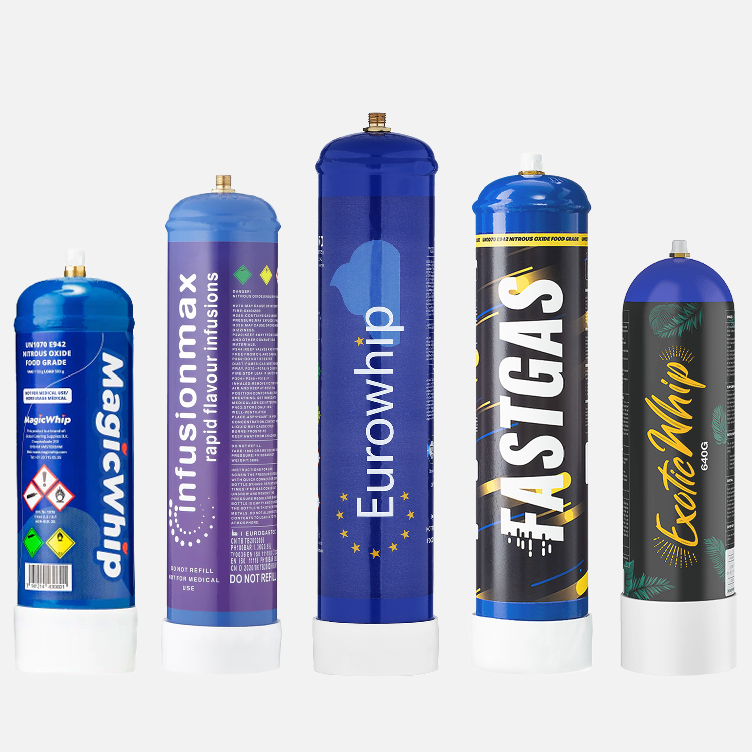 Store N2O lystgass flasker kan leveres inn på alle gjenvinningsstasjoner og alle gjenvinningsstasjoner har også en avdeling med farlig avfall eller en avdeling for gassflasker.