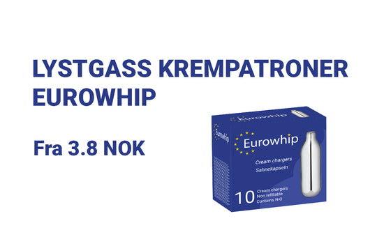 Kjøp lystgass patroner 8 gram N2O fra Eurowhip.